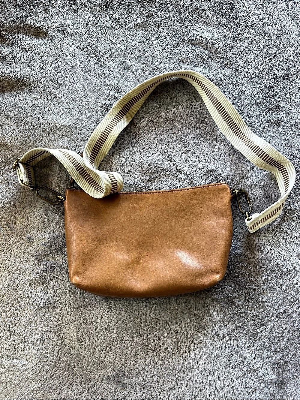 Madewell Leather Crossbody Bag in Brown & Cream